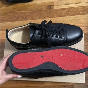 Christian Louboutin Men's Black Sneakers louis junior flat calf